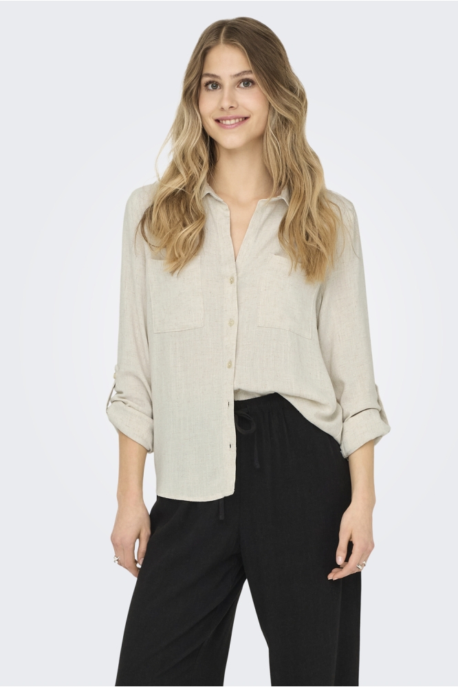 ONLYASMIN-SIESTA LS LINEN BL SHIRT 15349102 MOONBEAM